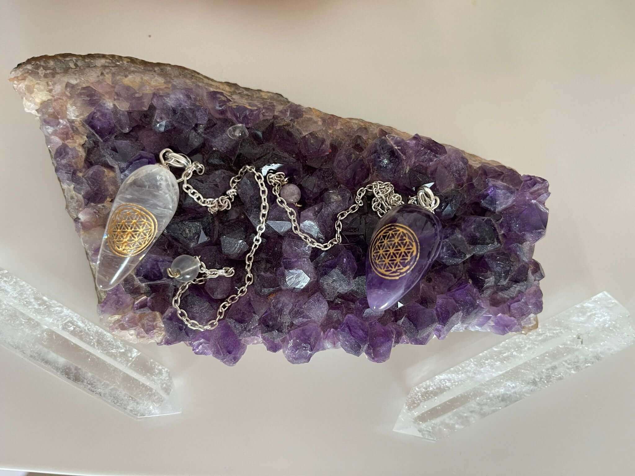 Pendel Amethyst tropfenförmig der Blume des Lebens - IRIS AURA SHOP