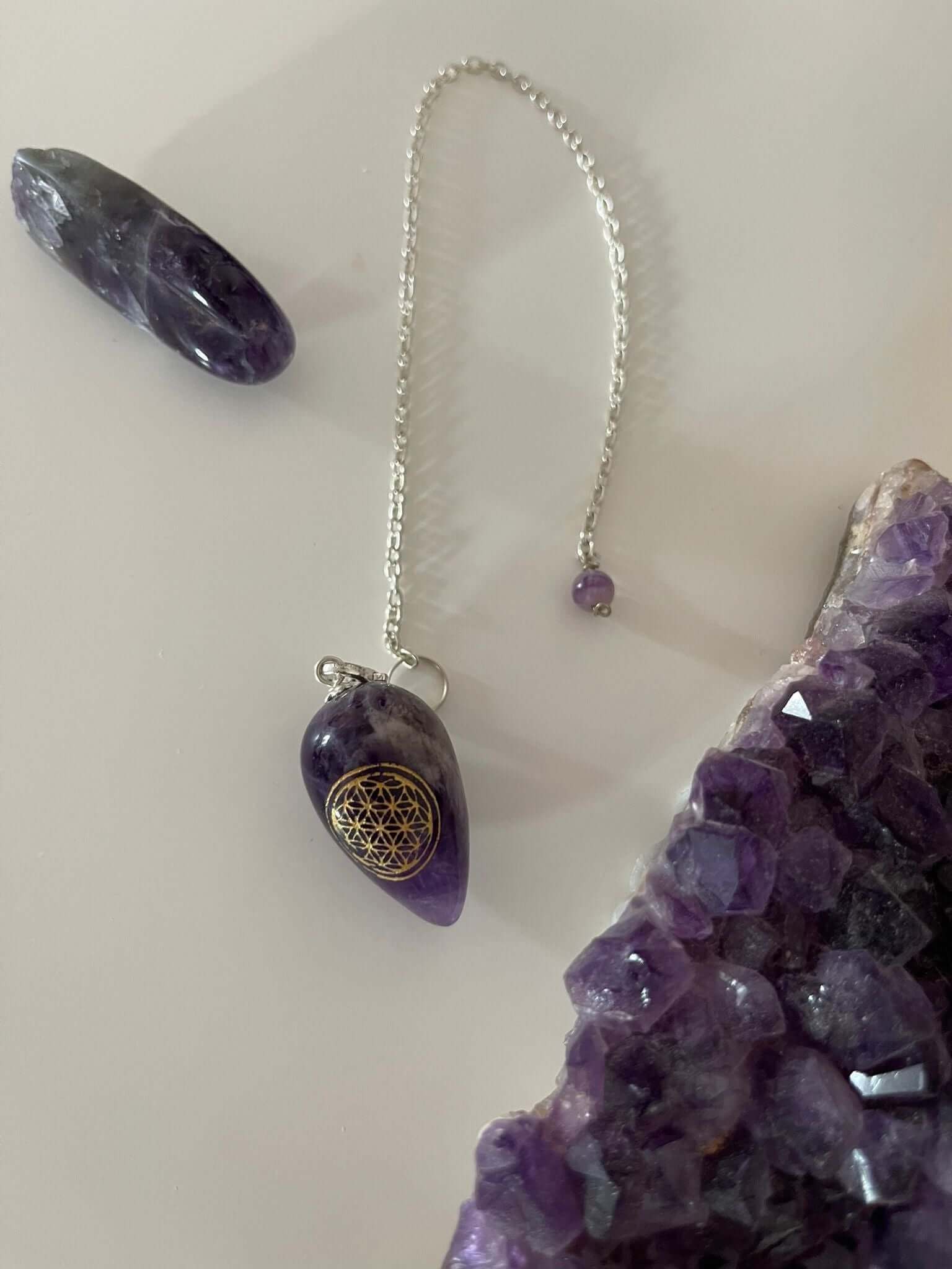 Pendel Amethyst tropfenförmig der Blume des Lebens - IRIS AURA SHOP