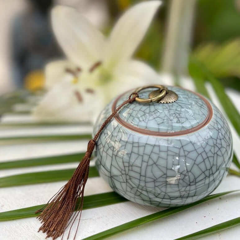 Edle Keramik-Teedose mit Deckel für lose Teemischungen - IRIS AURA SHOP