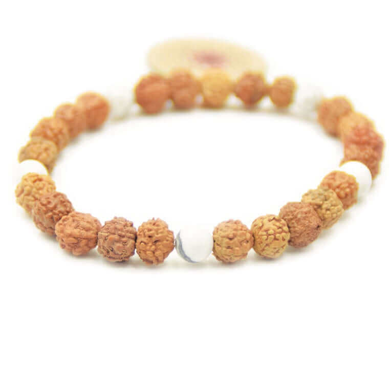 Mala Armband - Release - Rudraksha Mala Perlen und Howlith Perlen - IRIS AURA SHOP