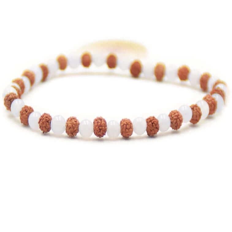 Mala Armband - Divine expression mala - aus Miniatur-Rudraksha Perlen und Blue Lace Achat Edelsteinen - IRIS AURA SHOP