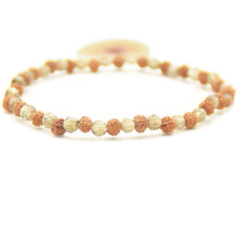 Mala Armband - Prosperity mala - abwechselnden Miniatur-Rudrakshas und Rauchquarzperlen, die jeweils fein bearbeitet sind - IRIS AURA SHOP