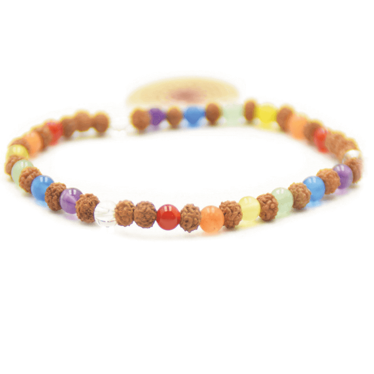 Mala Armband - Chakra Power - Miniatur-Rudrakshas und einer Reihe von Edelsteinen die jedes der sieben Chakren repräsentieren - IRIS AURA SHOP