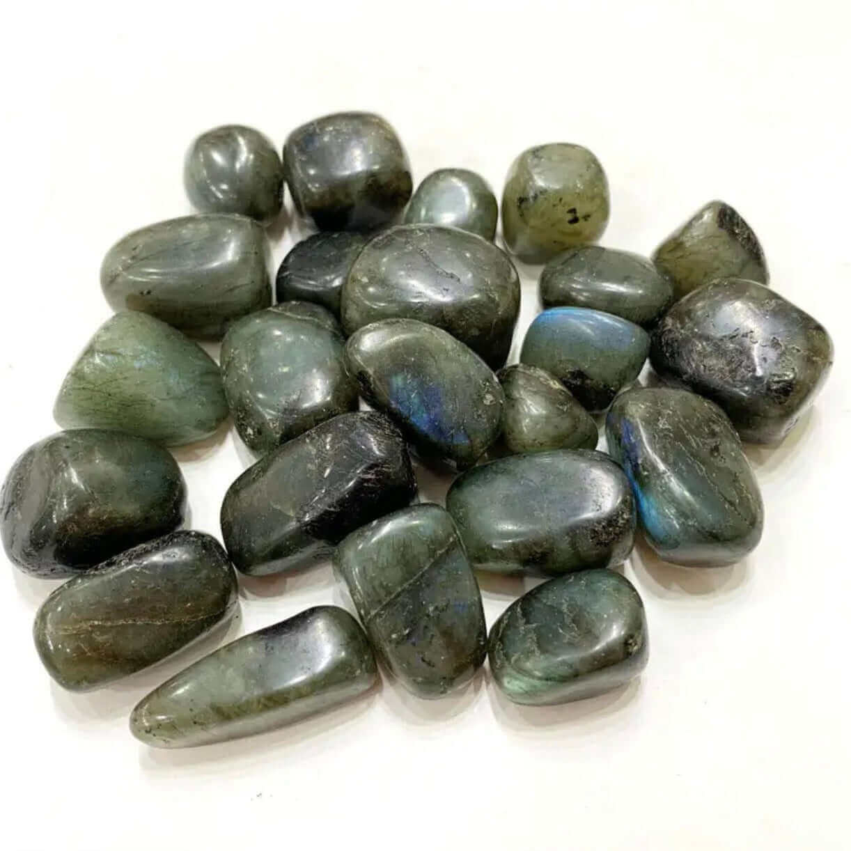 Healing stones - rose quartz, flourite, aventurine, labradorite and rock crystal