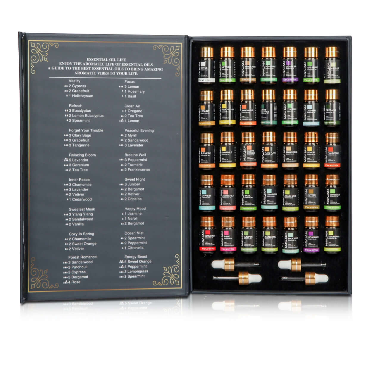 MAYJAM essential oil set - 35 bottles as a gift set - for humidifiers, diffusers, DIY perfume and much more