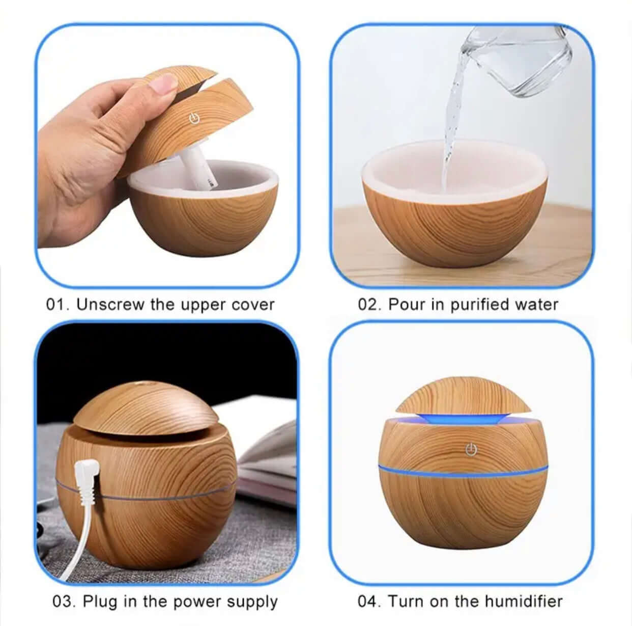 Mini wood grain humidifier for home: compact, stylish and efficient