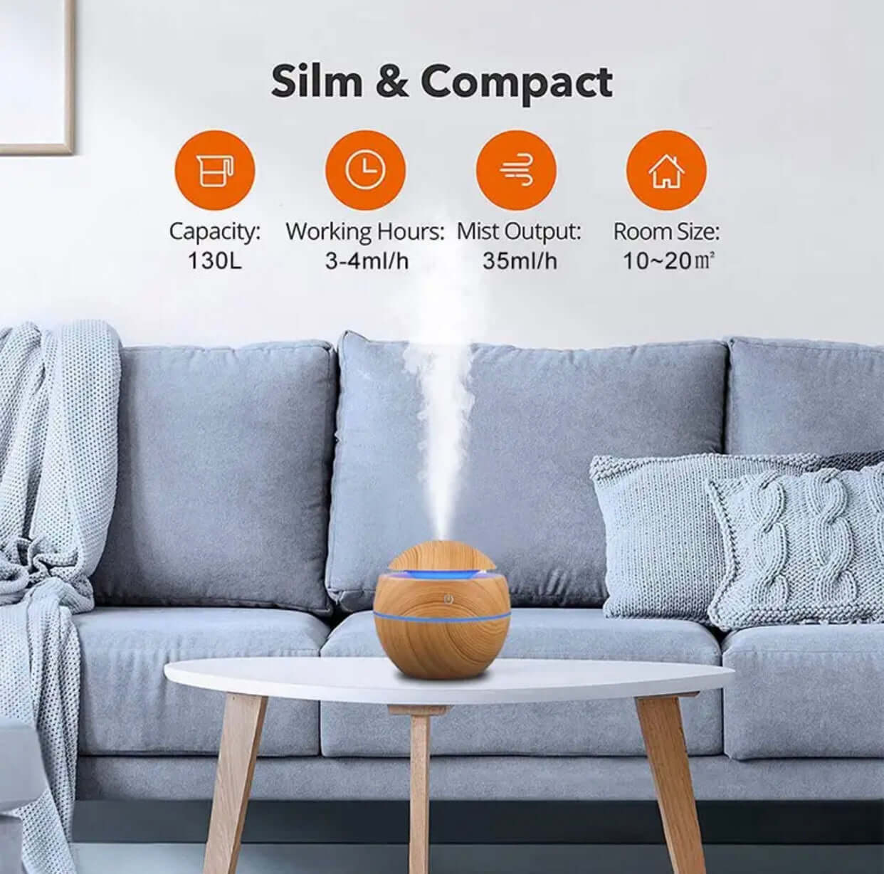 Mini wood grain humidifier for home: compact, stylish and efficient