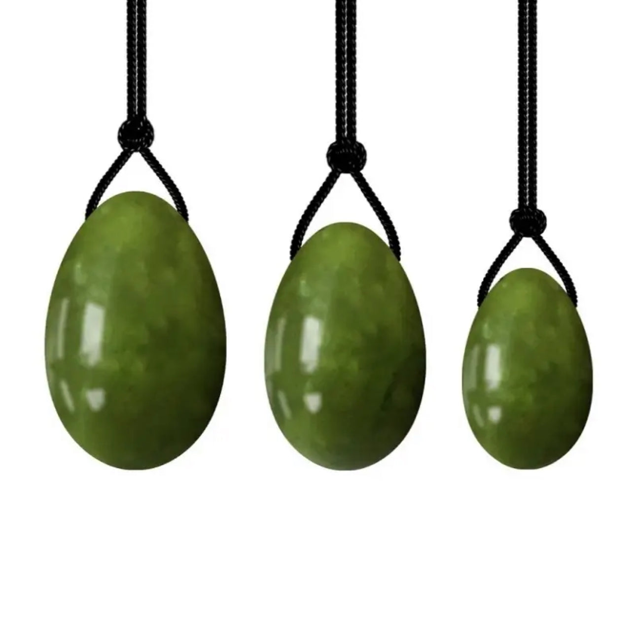 Fortalece tu suelo pélvico con el set de huevos yoni de jade natural (huevos en 3 tamaños)