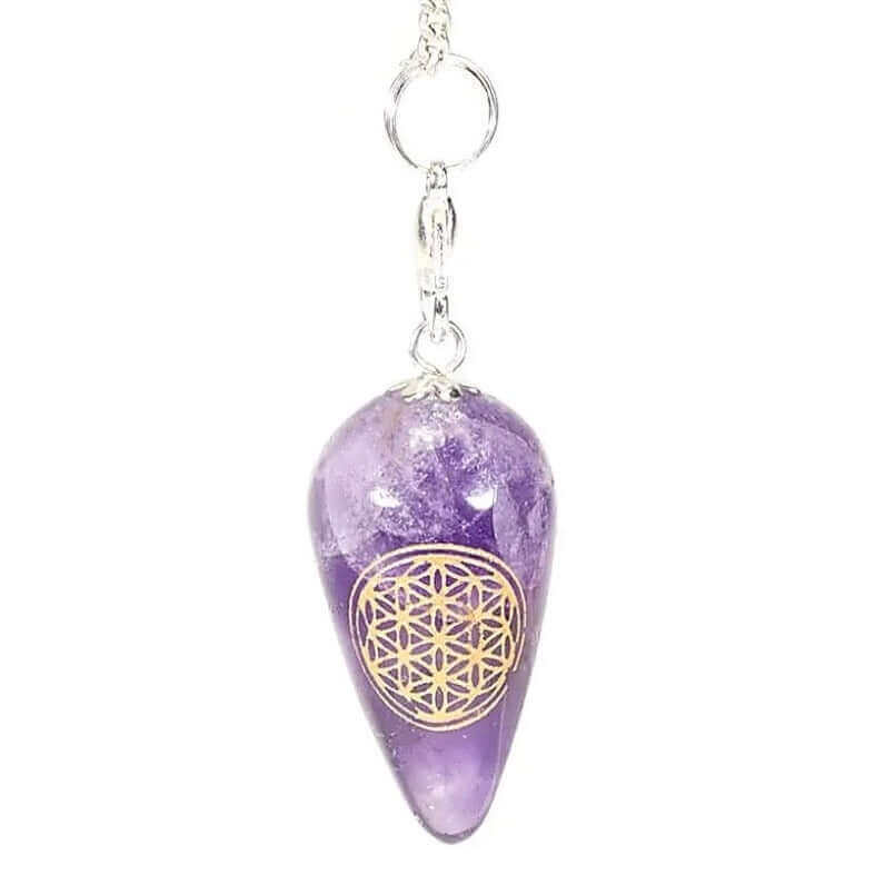 Pendel Amethyst tropfenförmig der Blume des Lebens - IRIS AURA SHOP