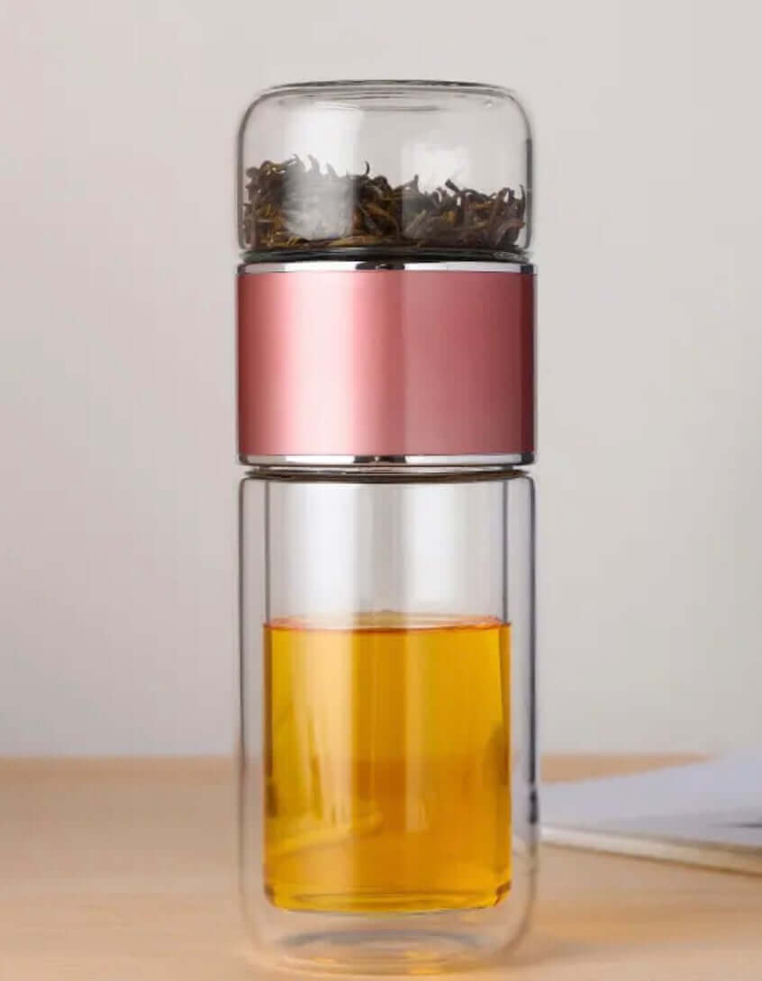 Glas-Teeflasche mit integriertem Tee-Infuser - Genuss & Stil in Einem! - IRIS AURA SHOP