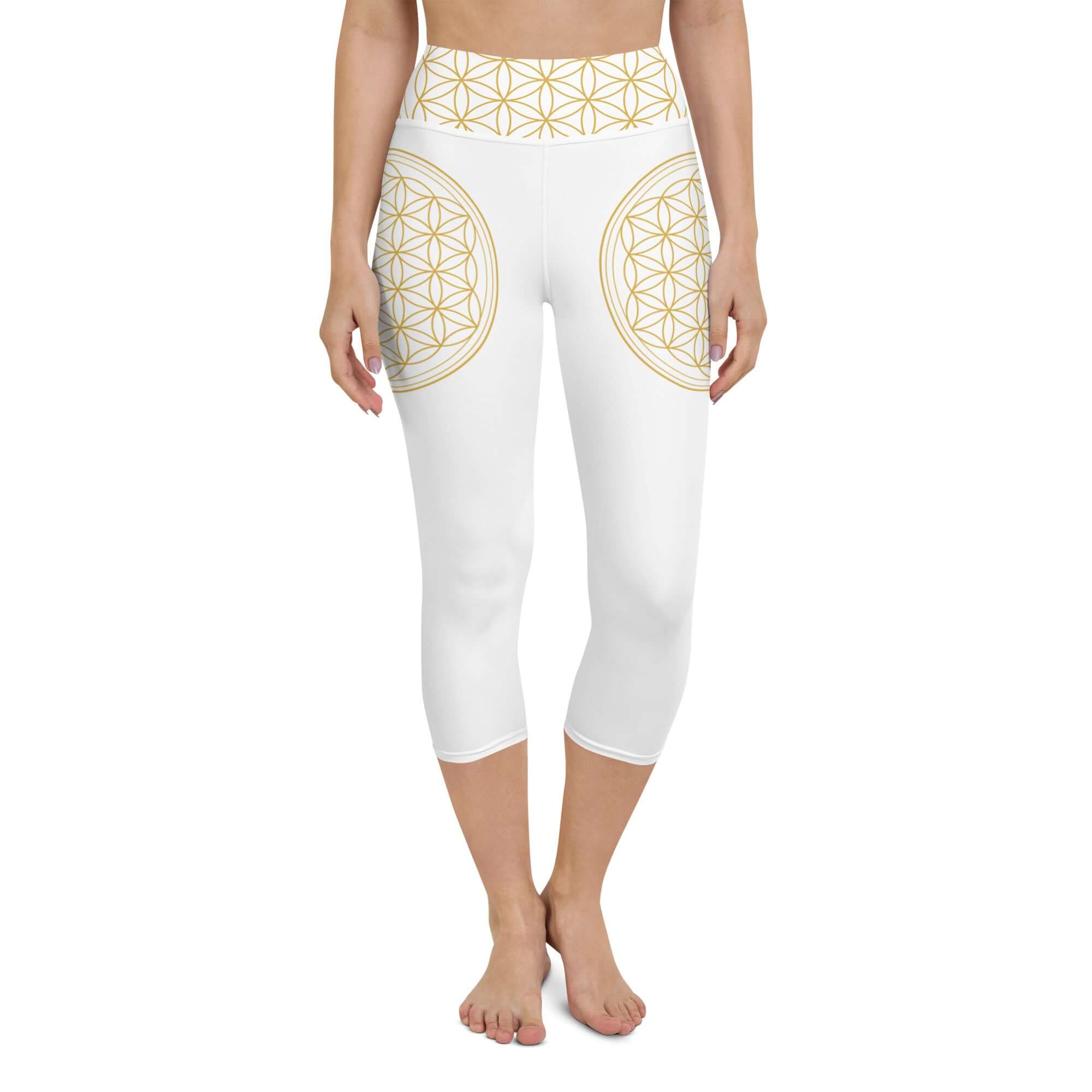 Yoga-Capri-Leggings mit Lebensblume am Bund - IRIS AURA SHOP