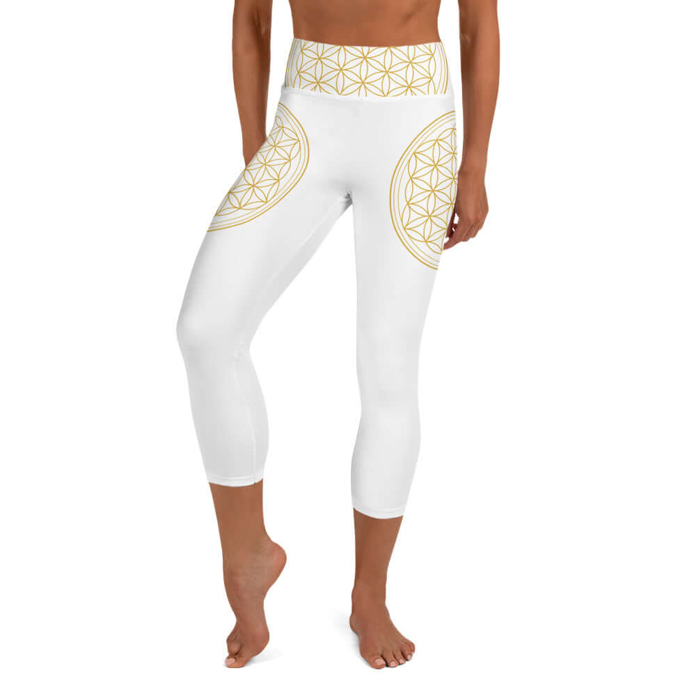 Yoga-Capri-Leggings mit Lebensblume am Bund - IRIS AURA SHOP