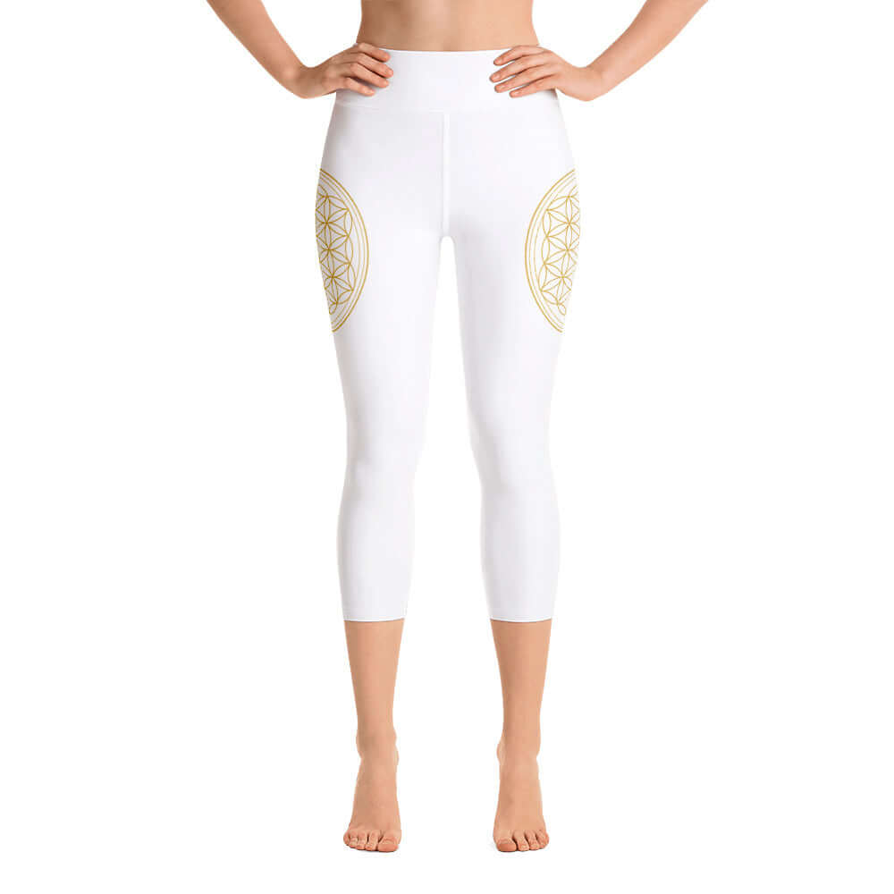 Yoga-Capri-Leggings mit Lebensblume Symbole - IRIS AURA SHOP