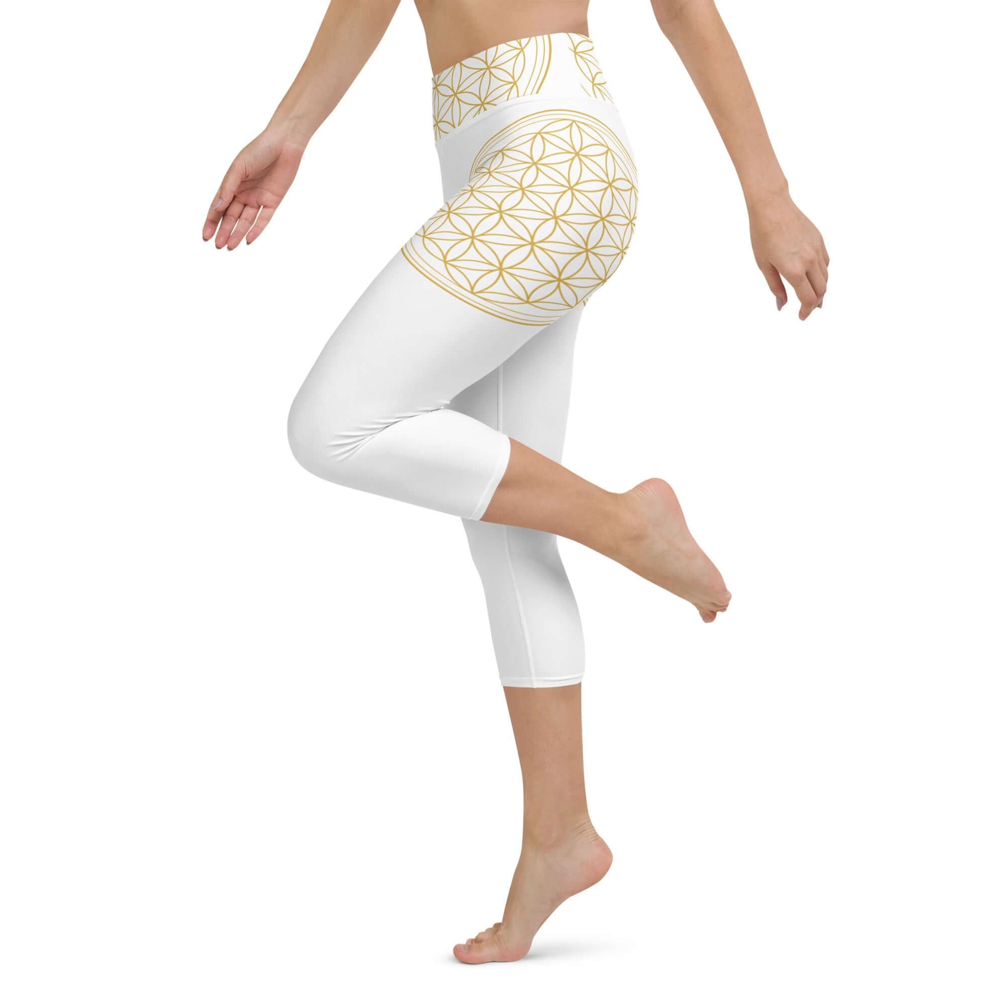 Yoga-Capri-Leggings mit Lebensblume am Bund - IRIS AURA SHOP