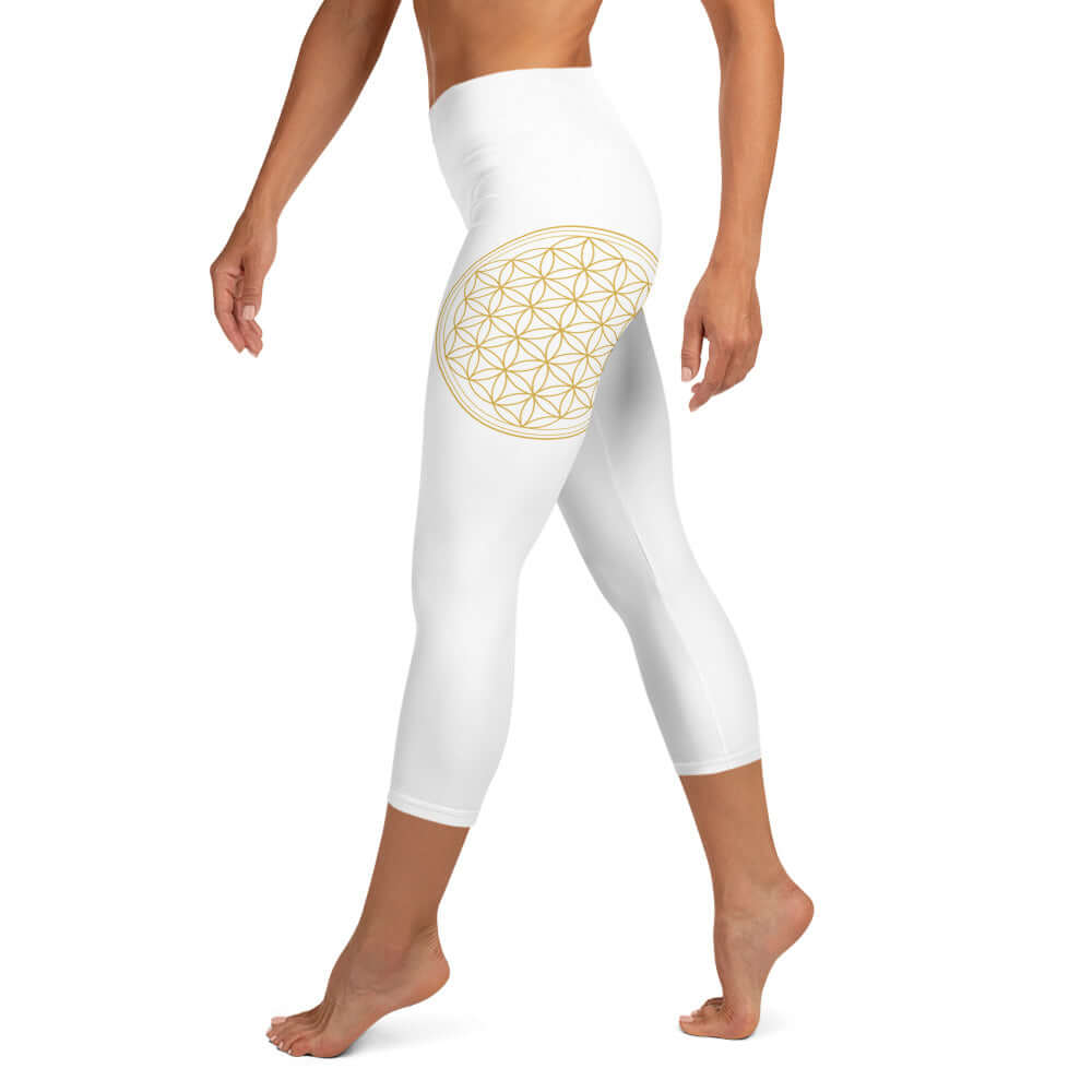 Yoga-Capri-Leggings mit Lebensblume Symbole - IRIS AURA SHOP