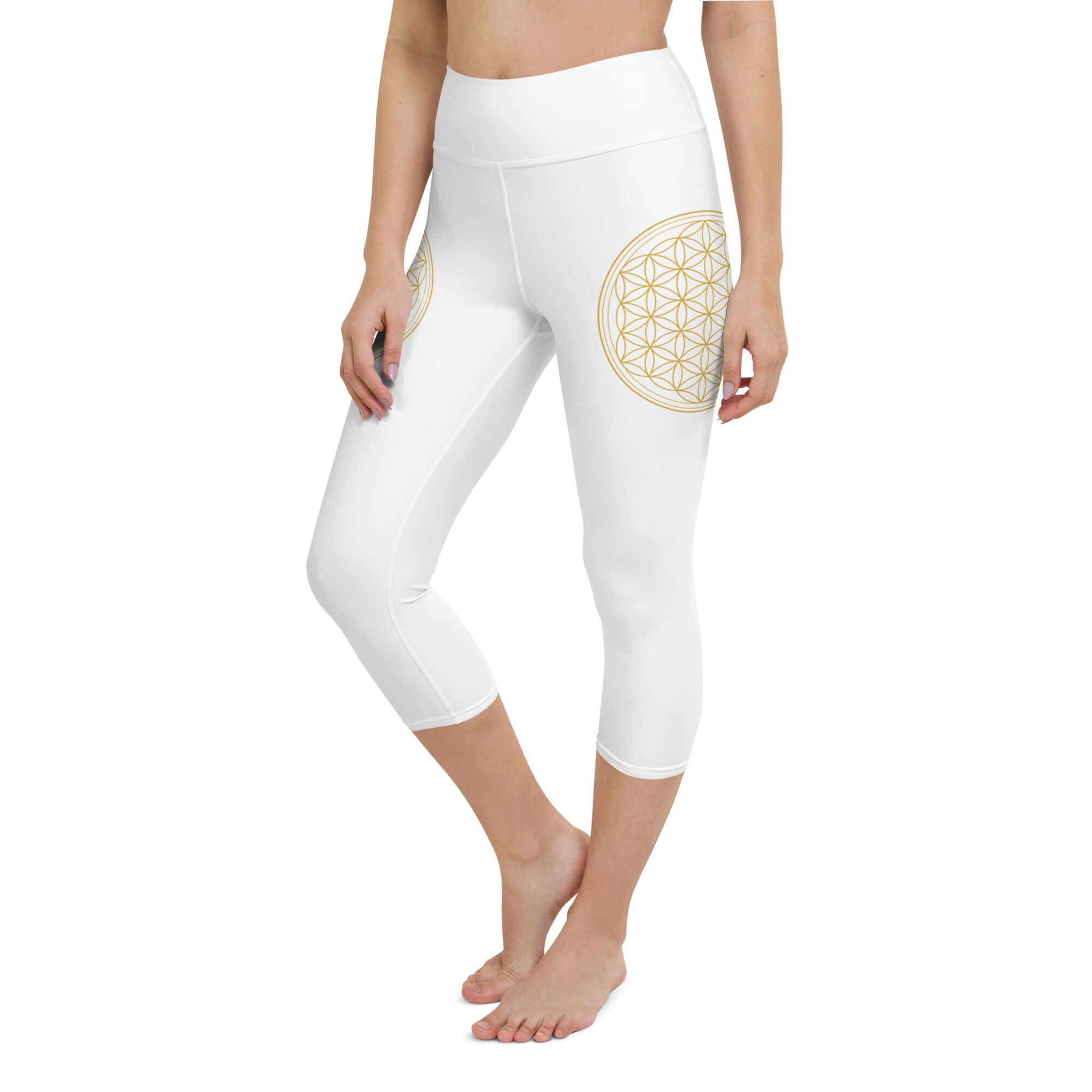 Yoga-Capri-Leggings mit Lebensblume Symbole - IRIS AURA SHOP