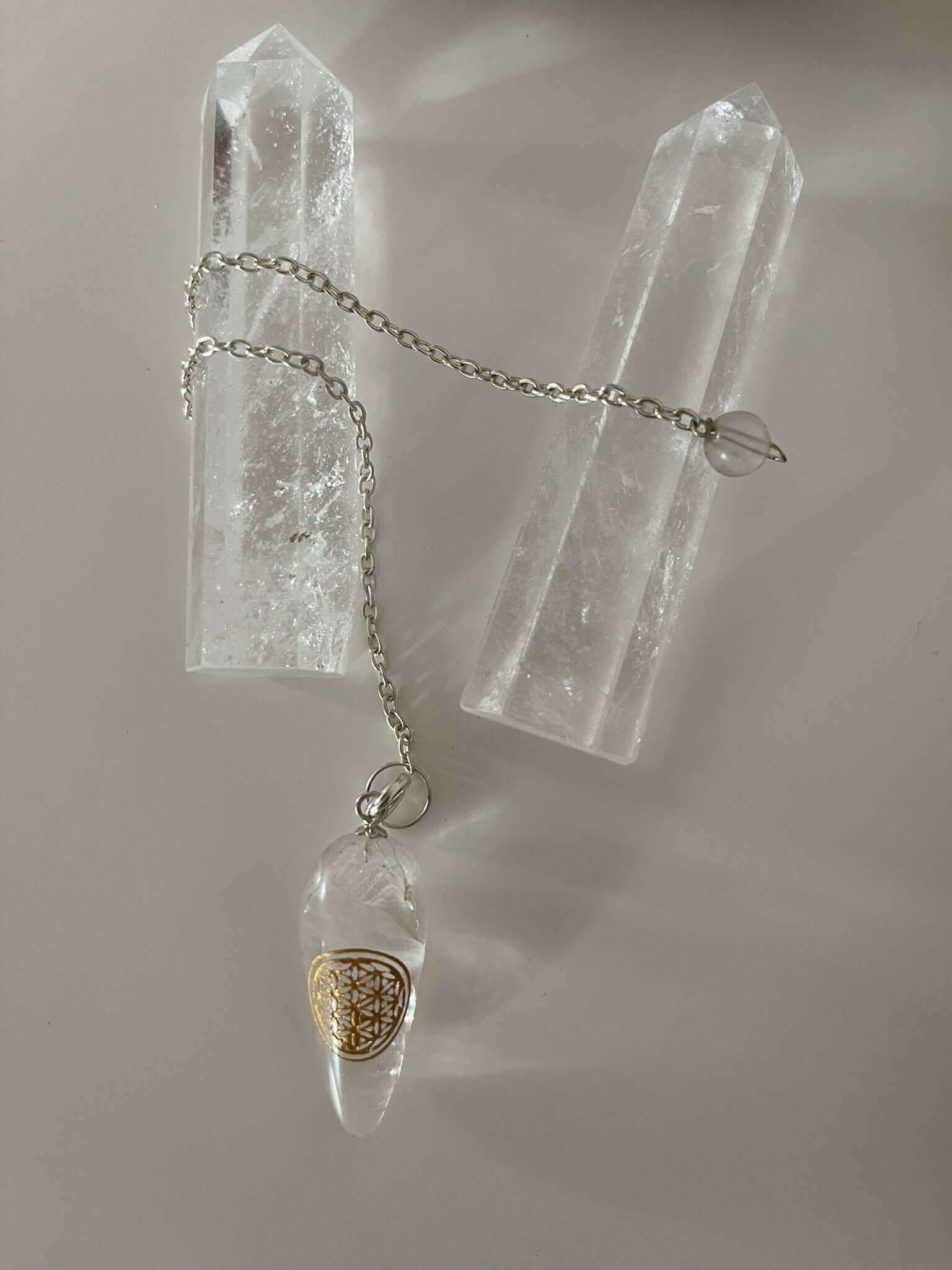 Pendel Bergkristall tropfenförmig Blume des Lebens - IRIS AURA SHOP