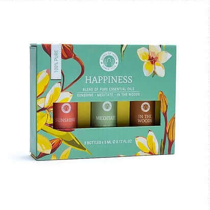 Awaken joy and serenity with the Happiness Aromatherapy Essential Oil Set from Song of India