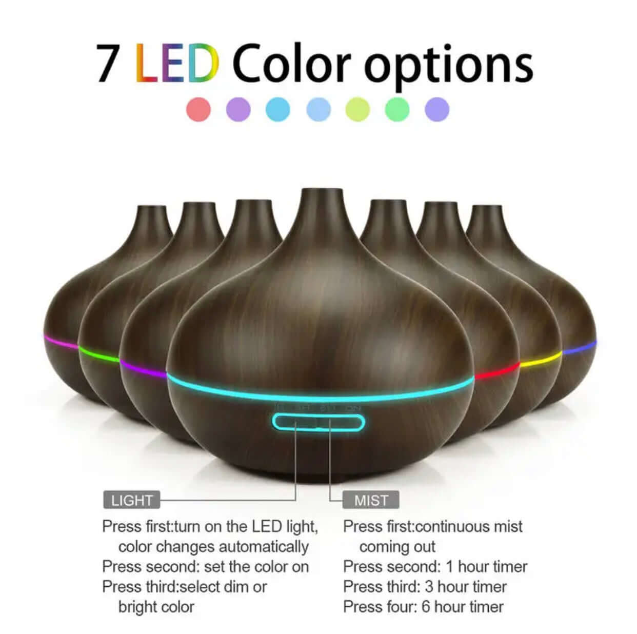 Difusor de aromas eléctrico 500 ml con iluminación LED: Un toque de bienestar para tu hogar