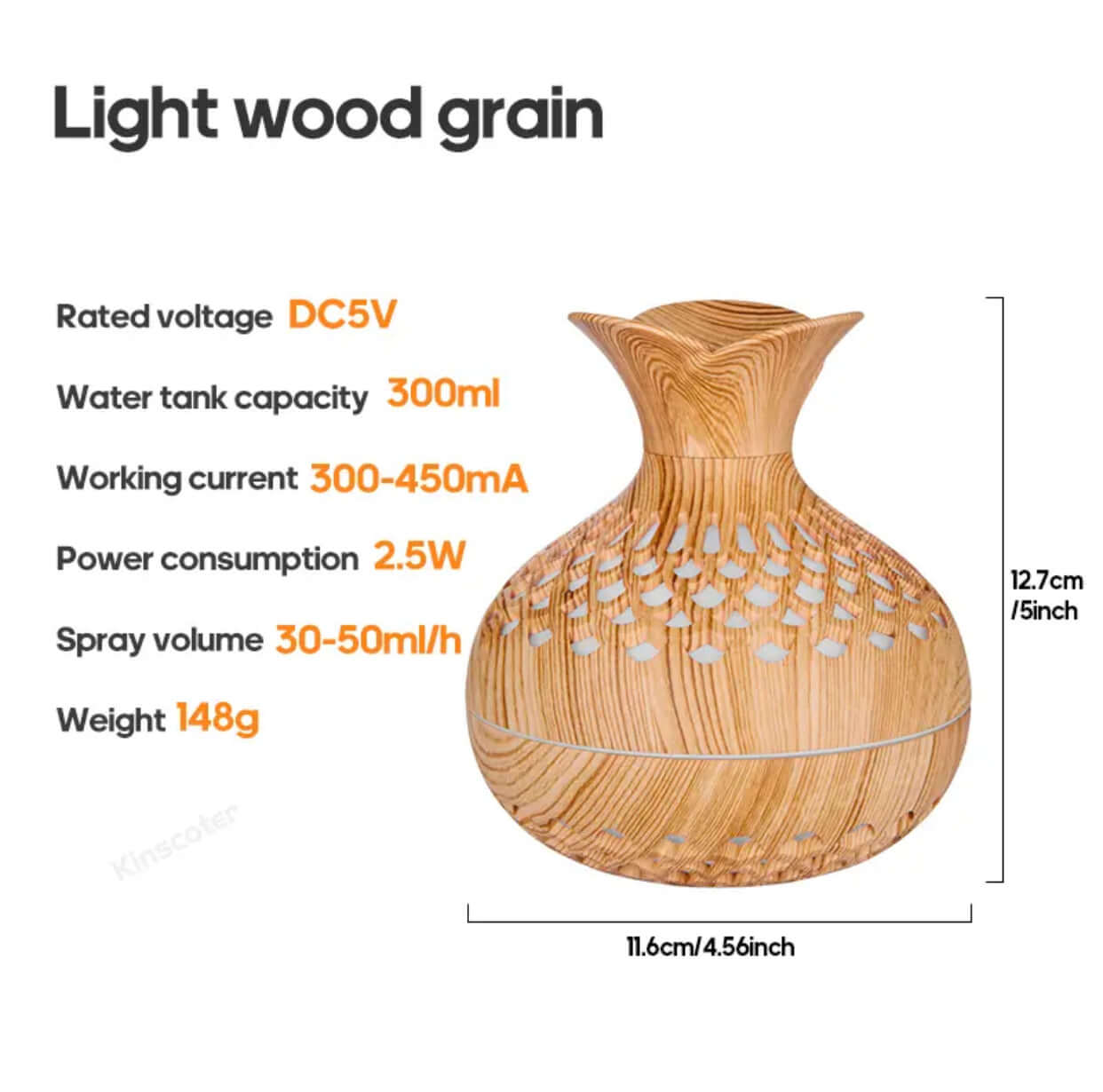 Humidificador difusor de vetas de madera: elegante, compacto y eficiente