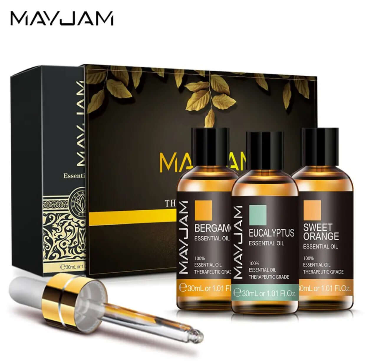 Set of 3 MAYJAM Essential Oils - Uplift Mood - Pamper your senses with sweet orange, eucalyptus & bergamot
