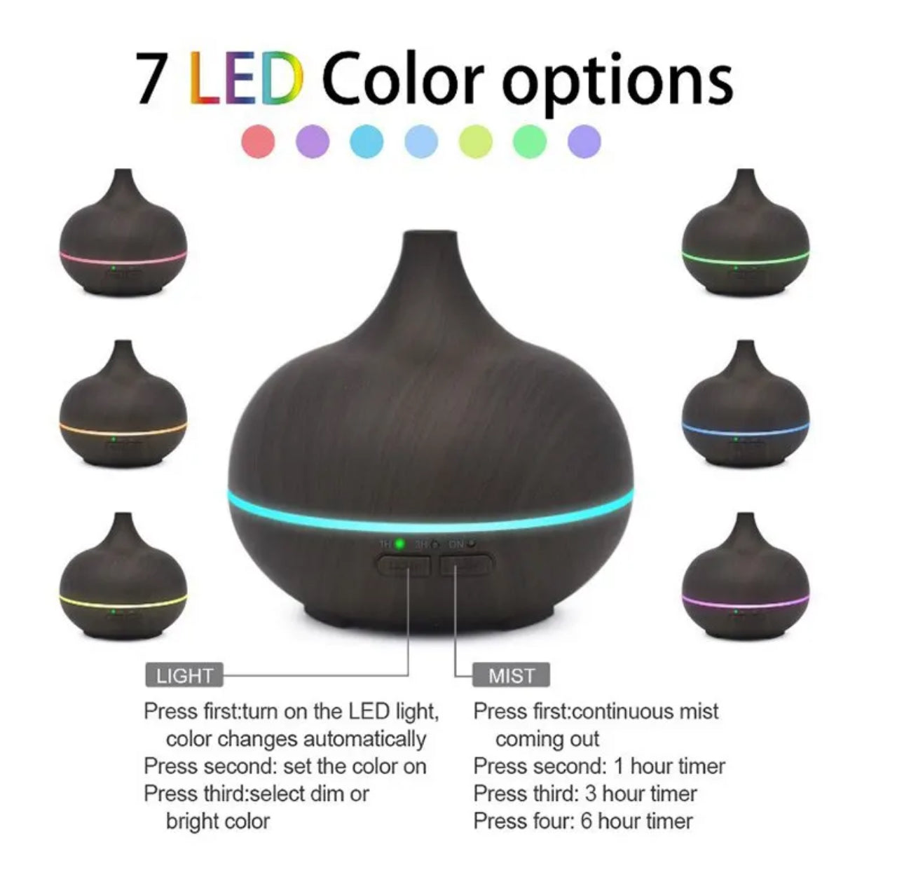 SET OFFER - Electric aroma diffuser 500 ml with LED and oils 30 ml (3 pieces)