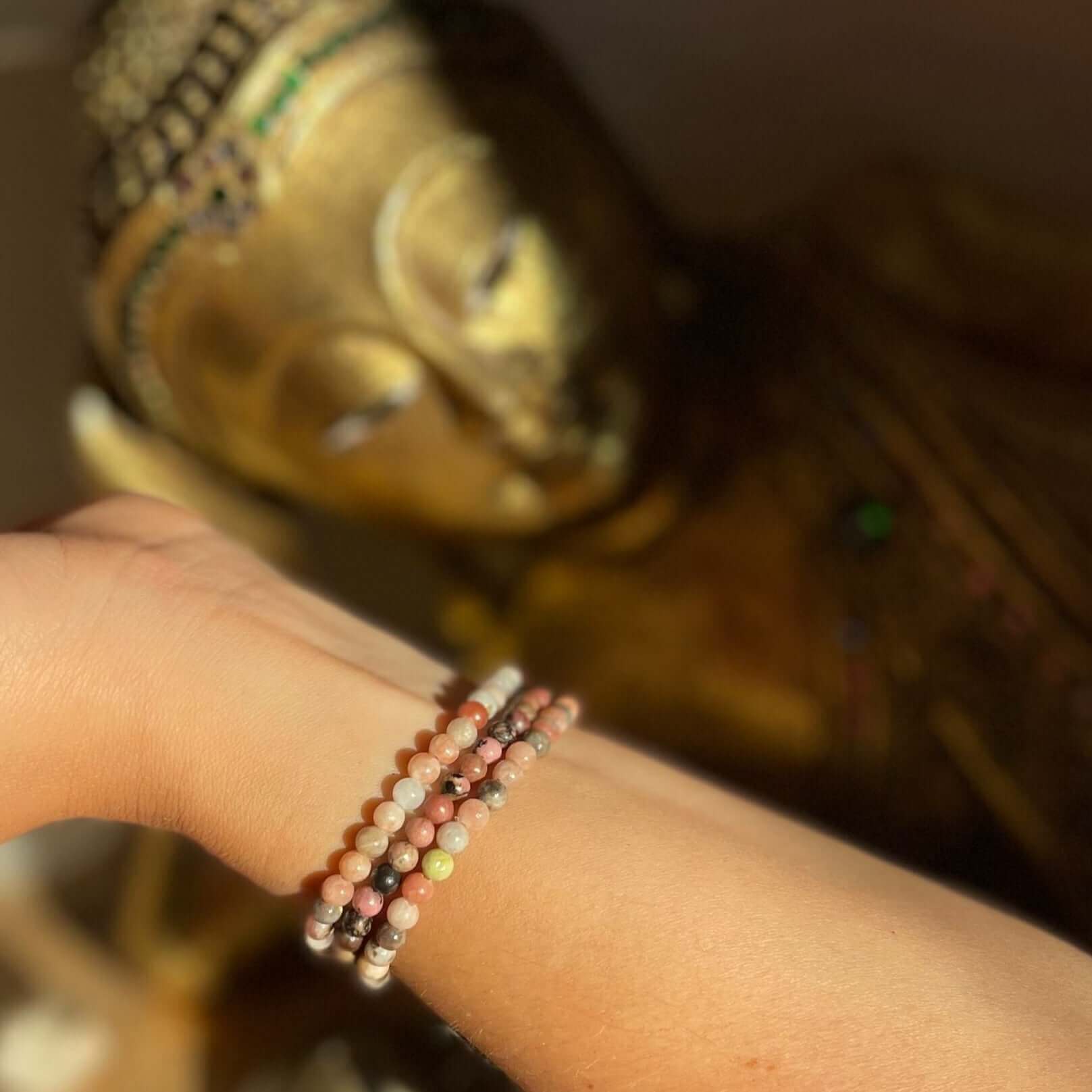 Armband aus Rhodochrosit, Amazonit und Jade - hilft der Selbsterkentnis, Hoffnung, Lebensfreude und bringt Harmonie - IRIS AURA SHOP