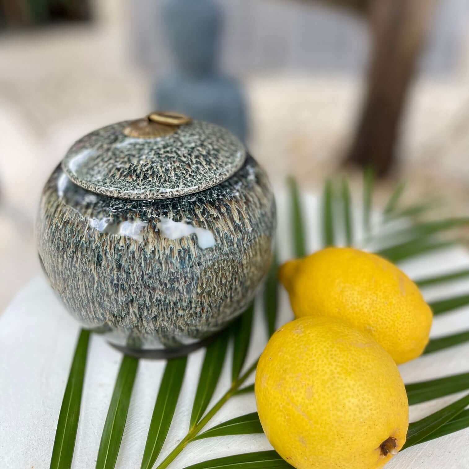 Stilvolle Teedose mit Deckel aus Keramik - IRIS AURA SHOP