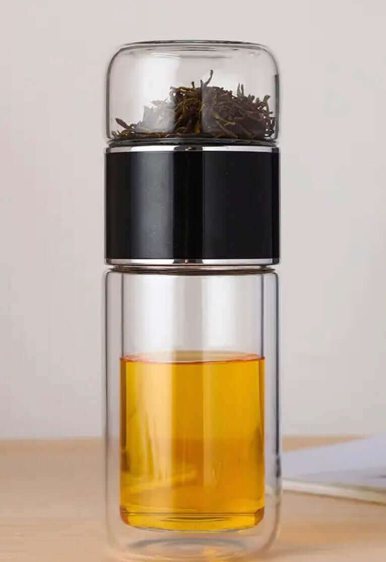 Glas-Teeflasche mit integriertem Tee-Infuser - Genuss & Stil in Einem! - IRIS AURA SHOP