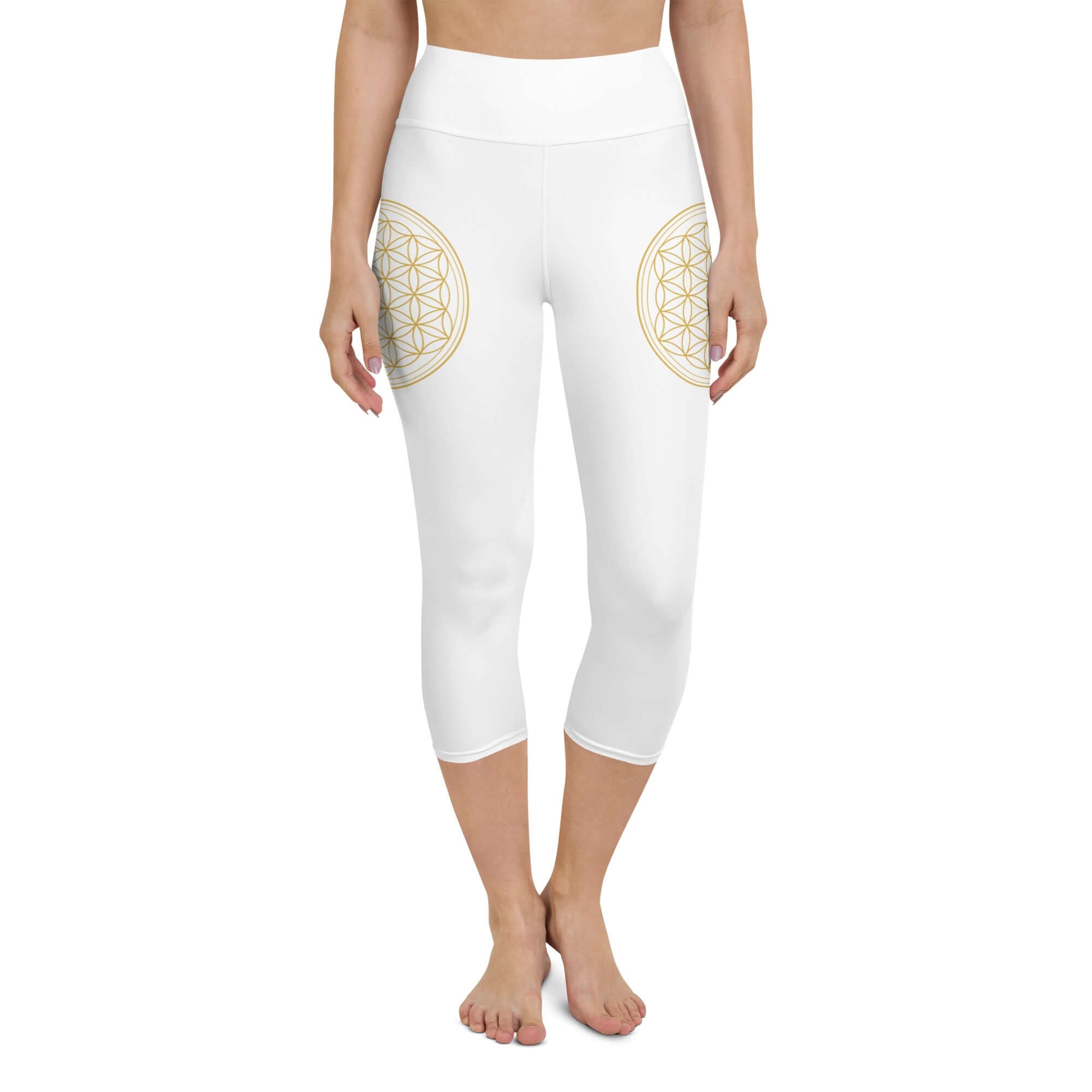 Yoga-Capri-Leggings mit Lebensblume Symbole - IRIS AURA SHOP