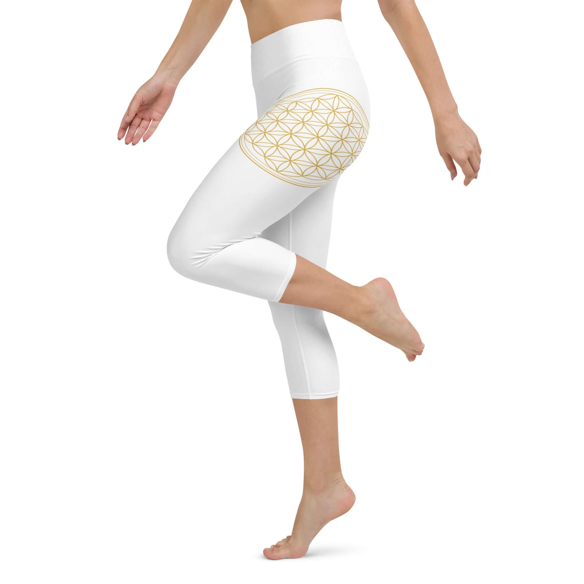 Yoga-Capri-Leggings mit Lebensblume Symbole - IRIS AURA SHOP